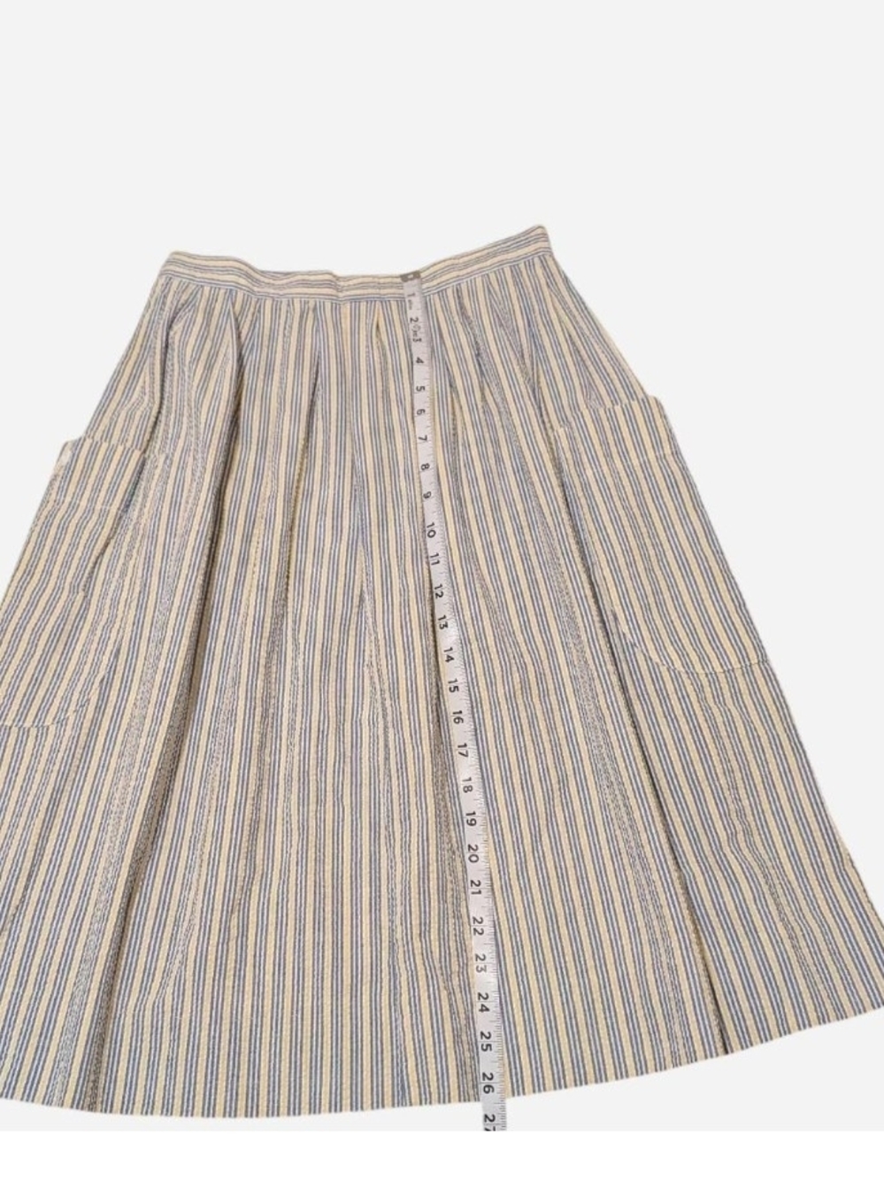 Pre-owned Talbots Blue and Cream Vertical Stripe A-Line Skirt - Picture 3 of 9